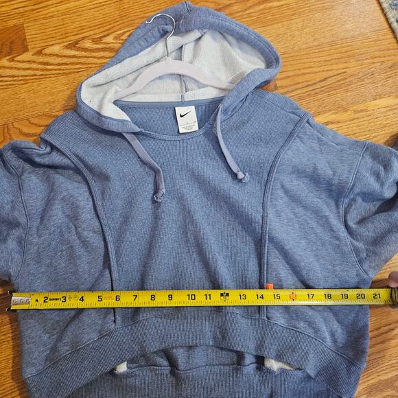 Nike Cropped Hoodie Womens Small Blue Fleece Training Pullover - Picture 6 of 8